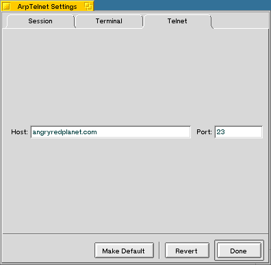 Picture of Telnet Settings pane